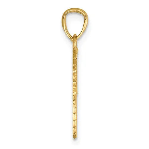 14k Yellow Gold Break Apart Diamond-Cut Angel Wings Pendant