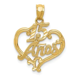 14k Yellow Gold Dia. Cut 15 Anos Quinceanera Pendant
