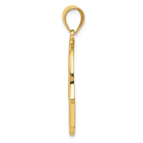 14k Yellow Gold Filigree Hamsa Hand of God Pendant