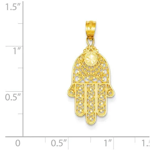 14k Yellow Gold Hand Of God Pendant
