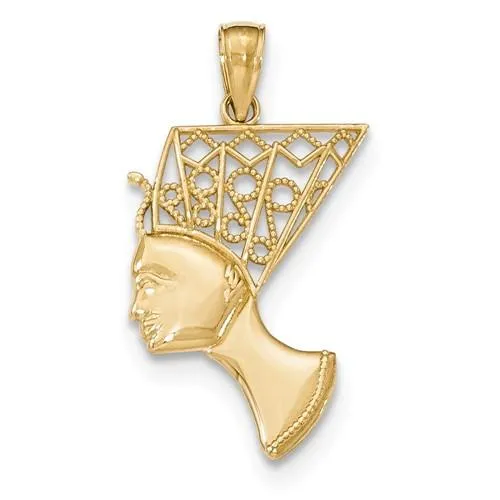 14k Yellow Gold Nefertiti Profile with Filigree Pendant