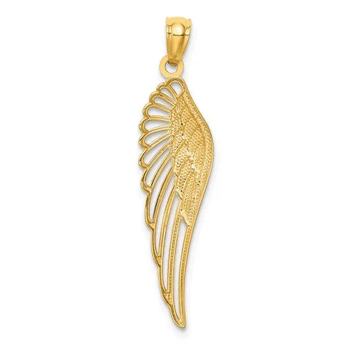 14k Yellow Gold Openwork Angel Wing Pendant