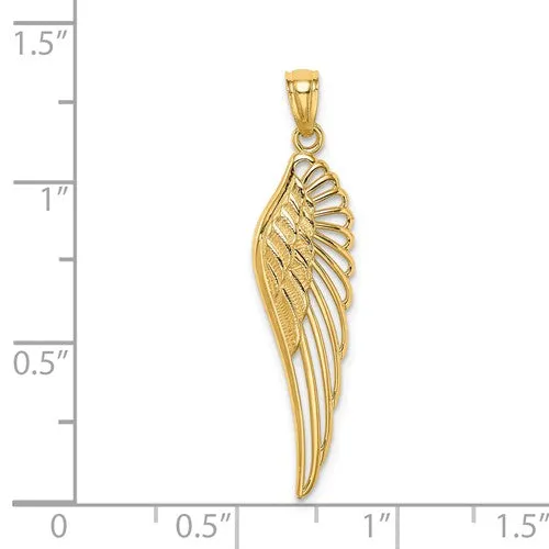 14k Yellow Gold Openwork Angel Wing Pendant