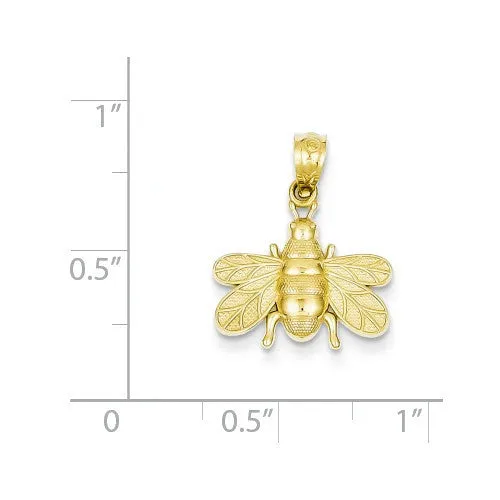 14k Yellow Gold Solid Bee Pendant
