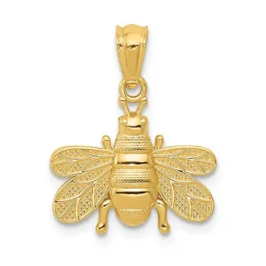 14k Yellow Gold Solid Bee Pendant