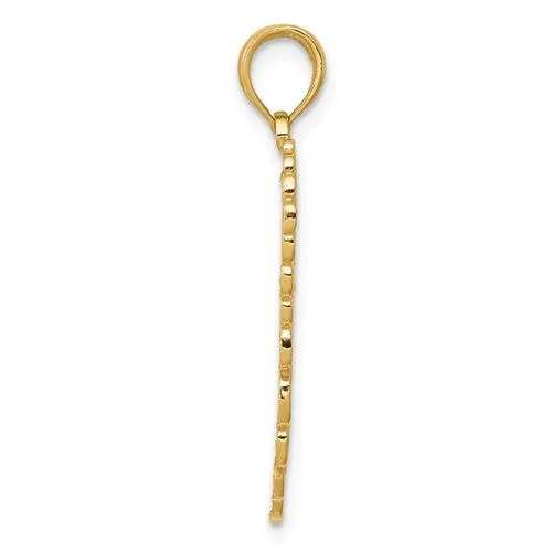 14k Yellow Gold Textured Angel Wing Pendant