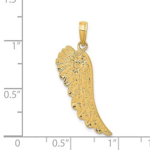 14k Yellow Gold Textured Angel Wing Pendant