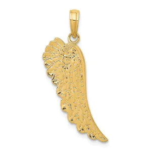 14k Yellow Gold Textured Angel Wing Pendant