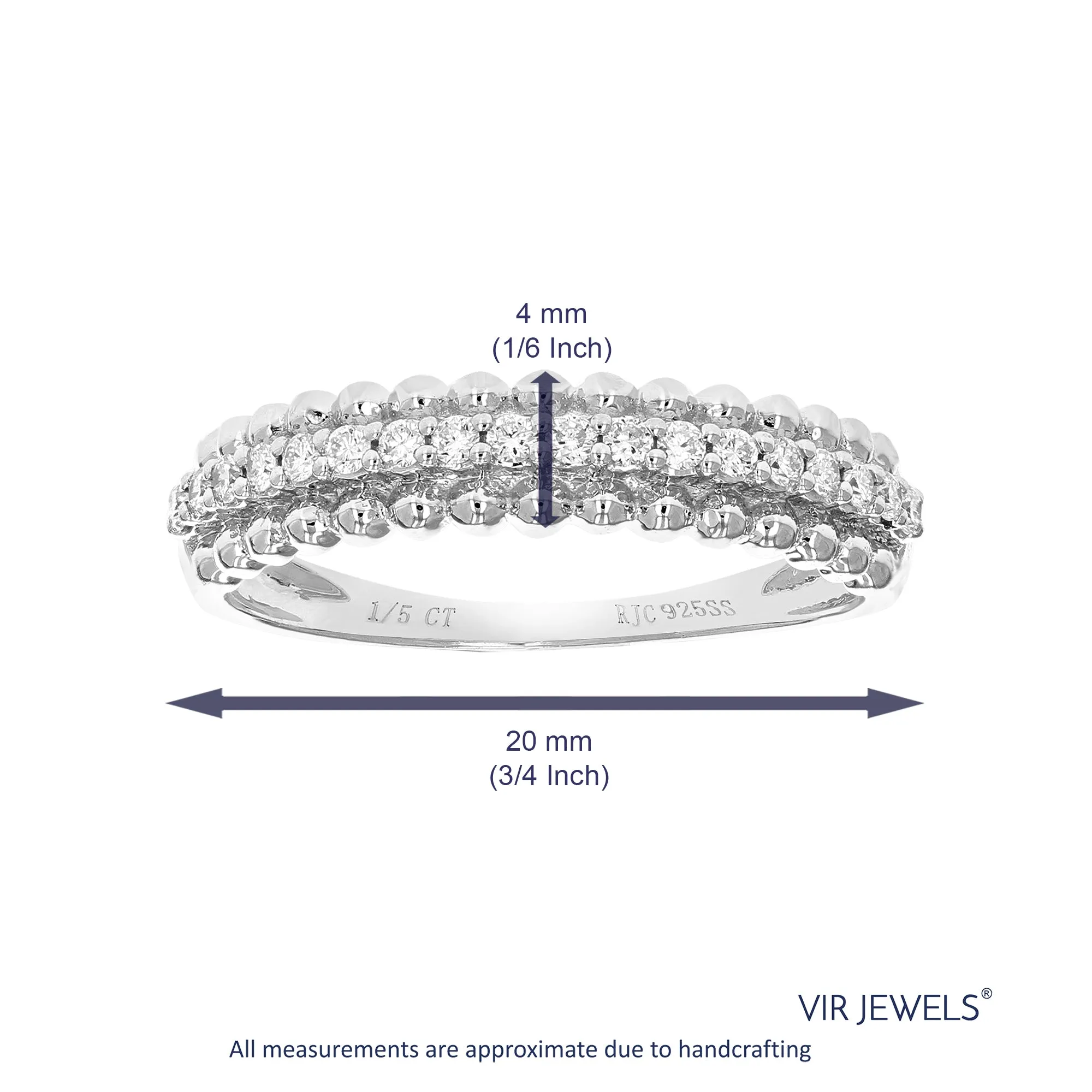 1/5 cttw Lab Grown Diamond Classic Wedding Band in Sterling Silver