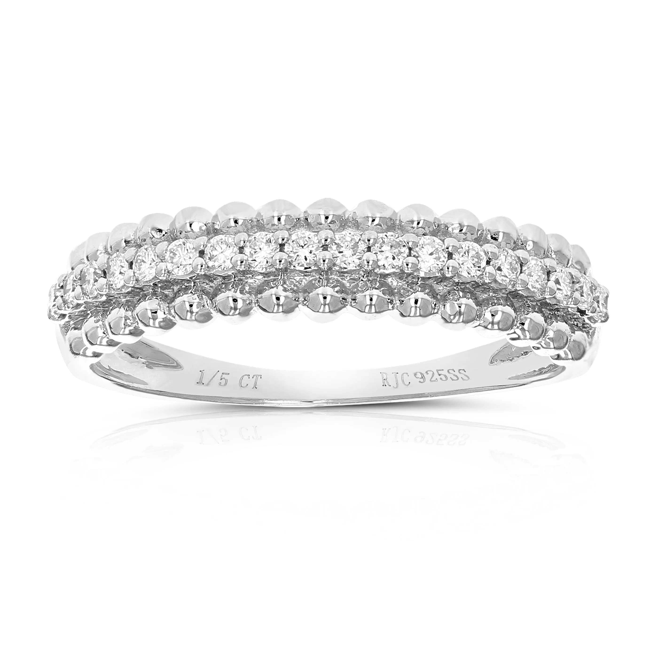 1/5 cttw Lab Grown Diamond Classic Wedding Band in Sterling Silver