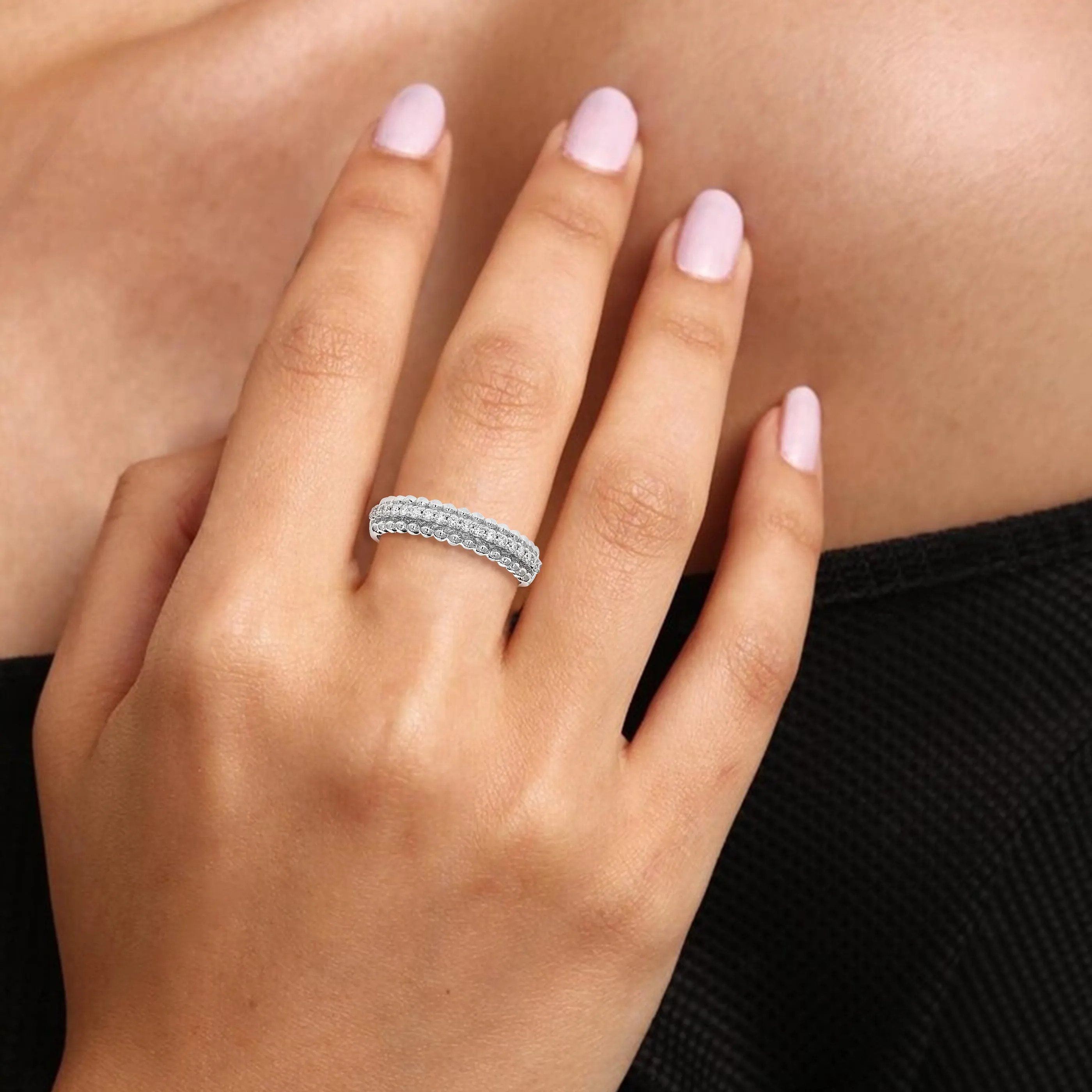 1/5 cttw Lab Grown Diamond Classic Wedding Band in Sterling Silver
