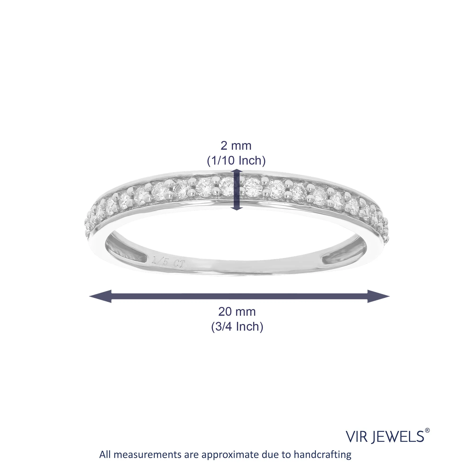 1/5 cttw Lab Grown Diamond Petite Wedding Band in Sterling Silver