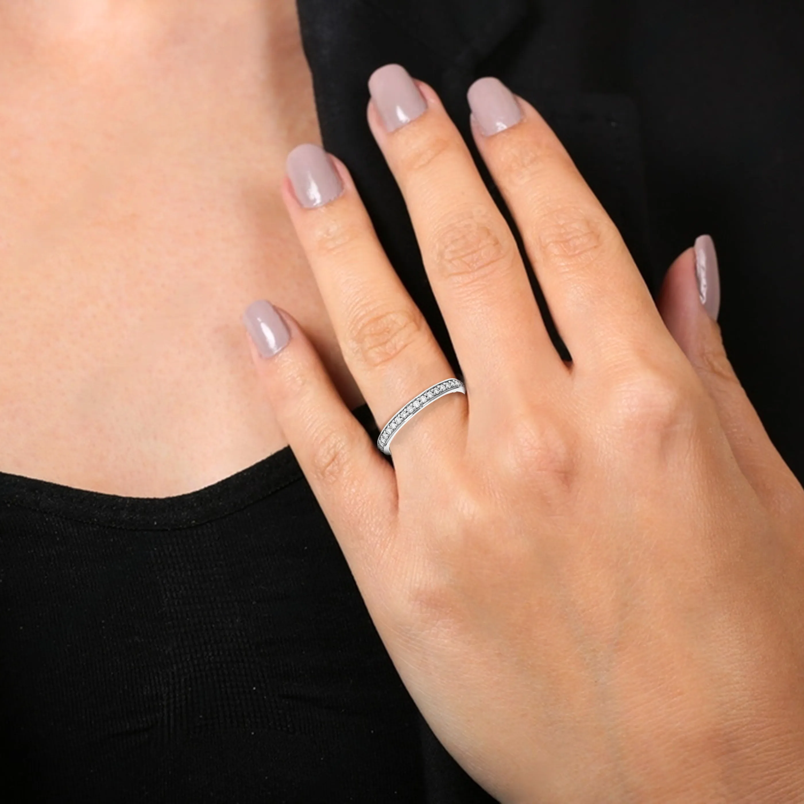 1/5 cttw Lab Grown Diamond Petite Wedding Band in Sterling Silver