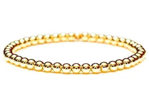 18k Gold Ball Bead Stretch Bracelets, 3mm - 6mm, Men and Women's Bracelet