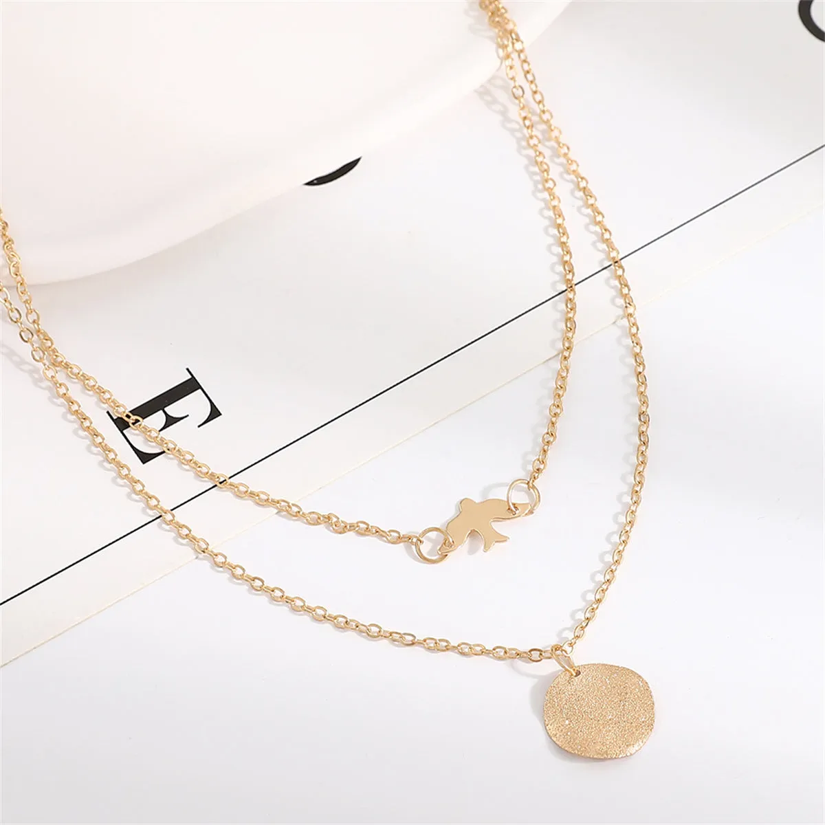 18K Gold-Plated Coin & Bird Layered Pendant Necklace