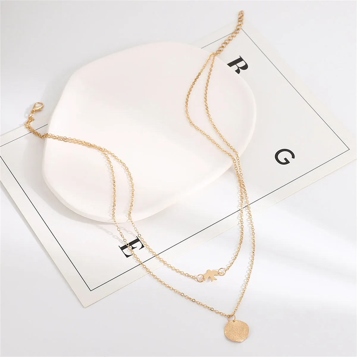 18K Gold-Plated Coin & Bird Layered Pendant Necklace