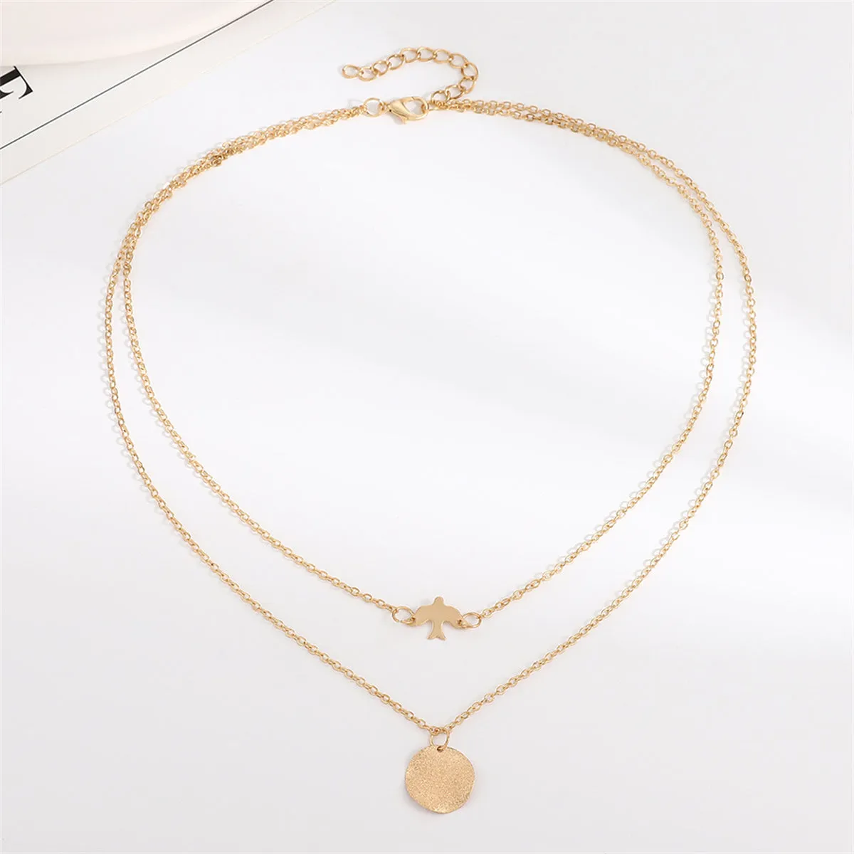 18K Gold-Plated Coin & Bird Layered Pendant Necklace