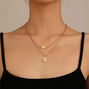 18K Gold-Plated Coin & Bird Layered Pendant Necklace