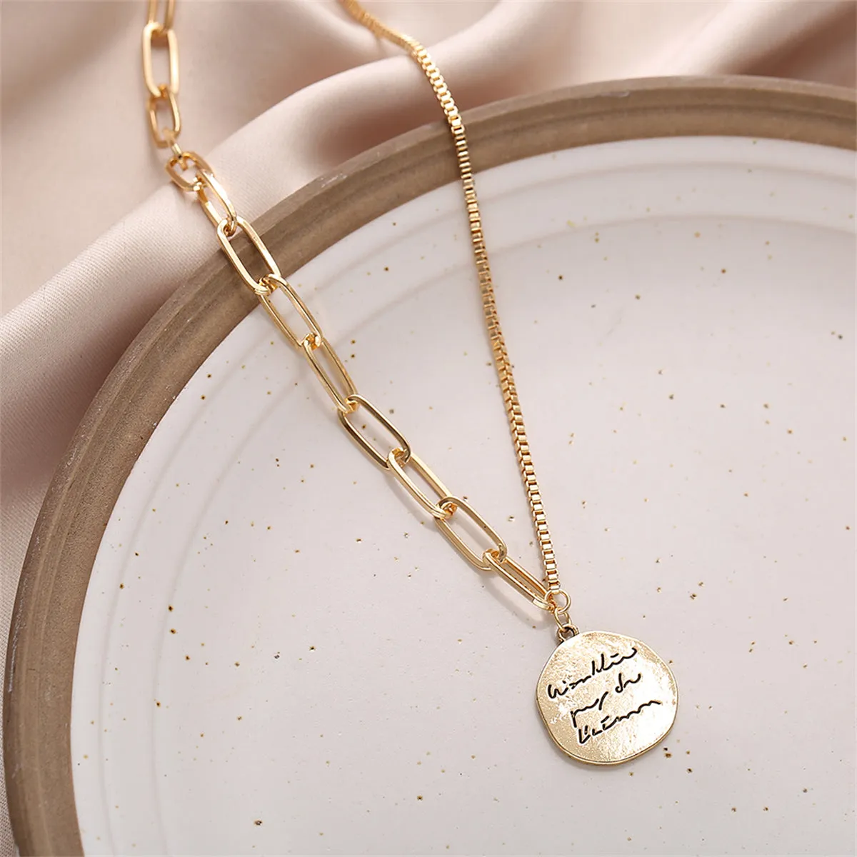 18K Gold-Plated Coin Pendant Necklace