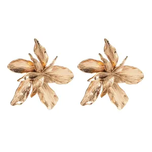 18K Gold-Plated Etched Floral Stud Earrings