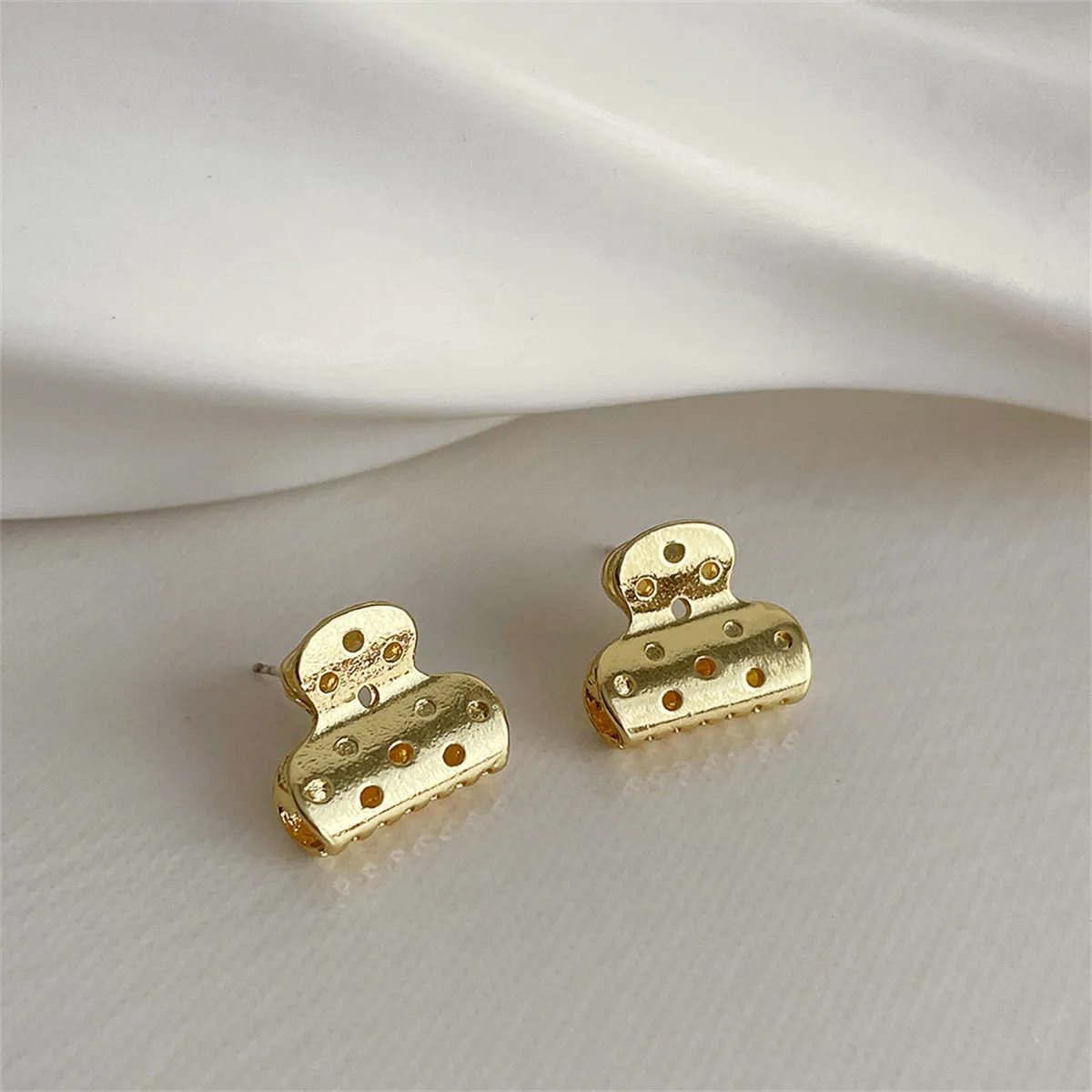18K Gold-Plated File Clip Stud Earrings