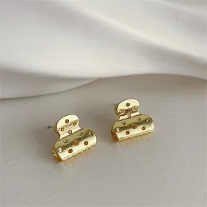 18K Gold-Plated File Clip Stud Earrings