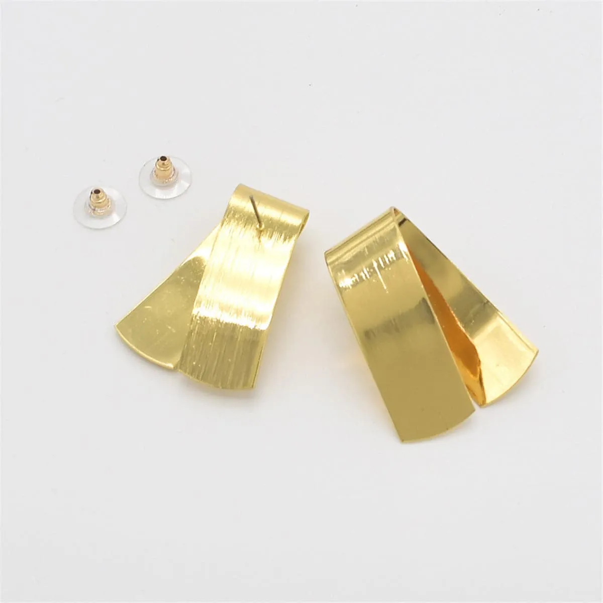 18K Gold-Plated Fold-Over Stud Earrings