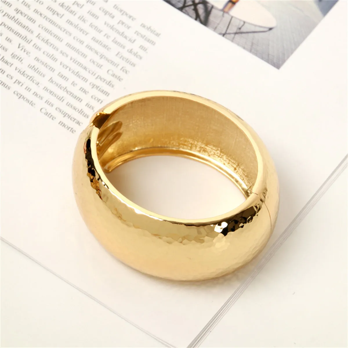 18K Gold-Plated Hammered Bangle