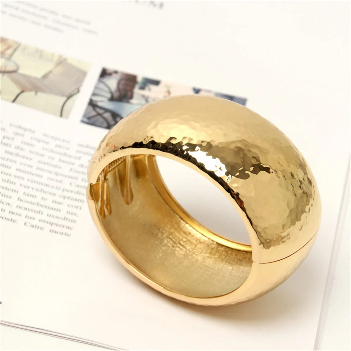 18K Gold-Plated Hammered Bangle