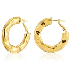 18K Gold-Plated Hammered Geometric Hoop Earrings