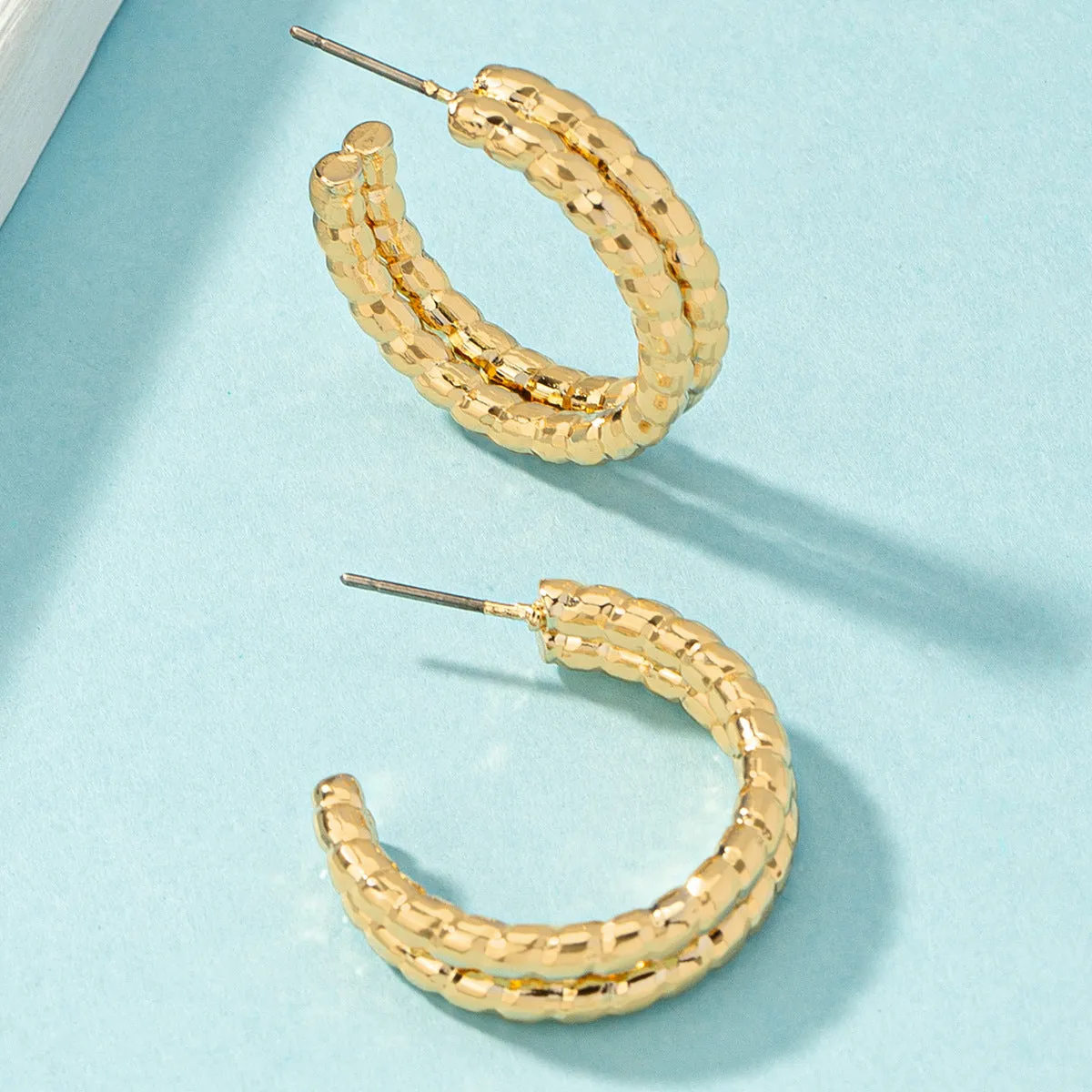 18K Gold-Plated Layered Twine Huggie Earrings