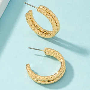 18K Gold-Plated Layered Twine Huggie Earrings
