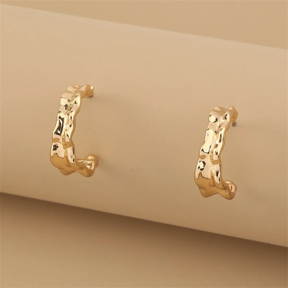 18K Gold-Plated Leaf Huggie Earrings