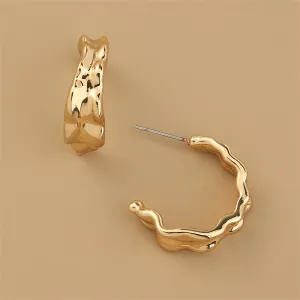 18K Gold-Plated Leaf Huggie Earrings