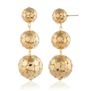 18K Gold-Plated Linking Sequin Ball Drop Earrings