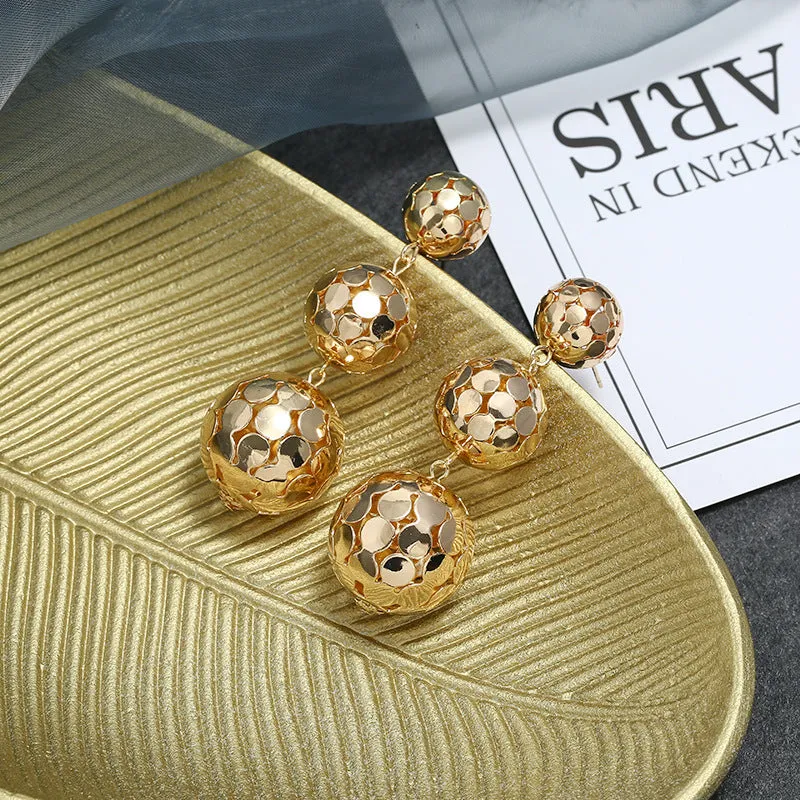 18K Gold-Plated Linking Sequin Ball Drop Earrings
