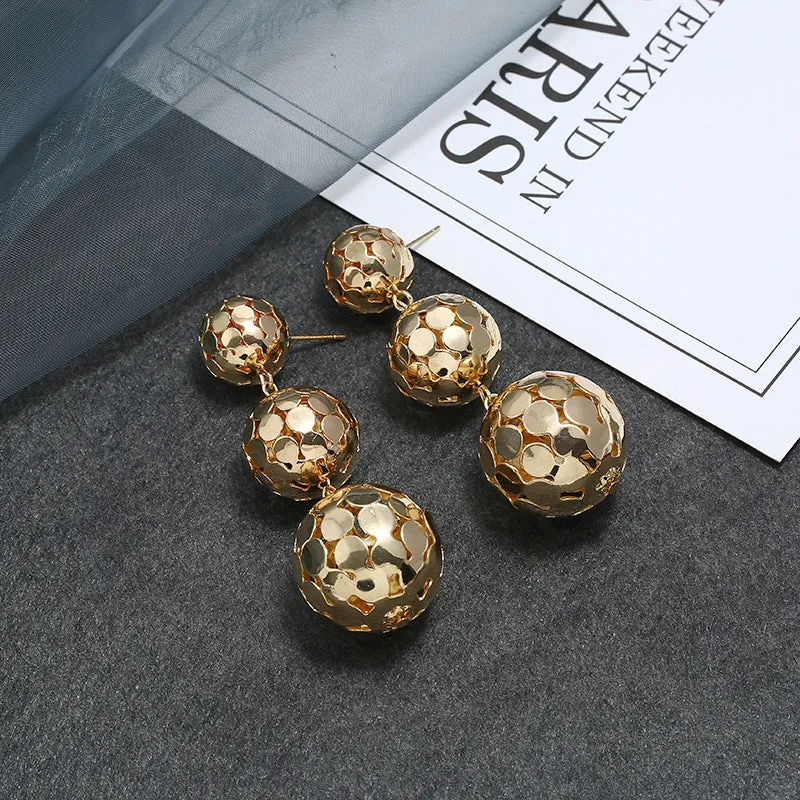 18K Gold-Plated Linking Sequin Ball Drop Earrings