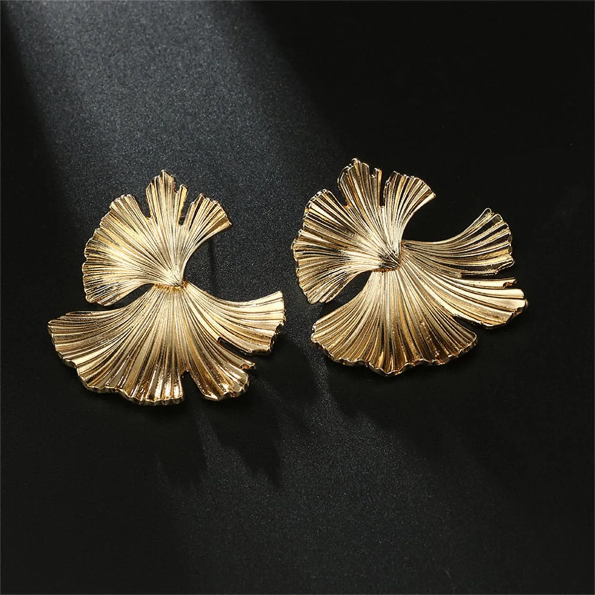 18K Gold-Plated Lotus Leaf Stud Earrings