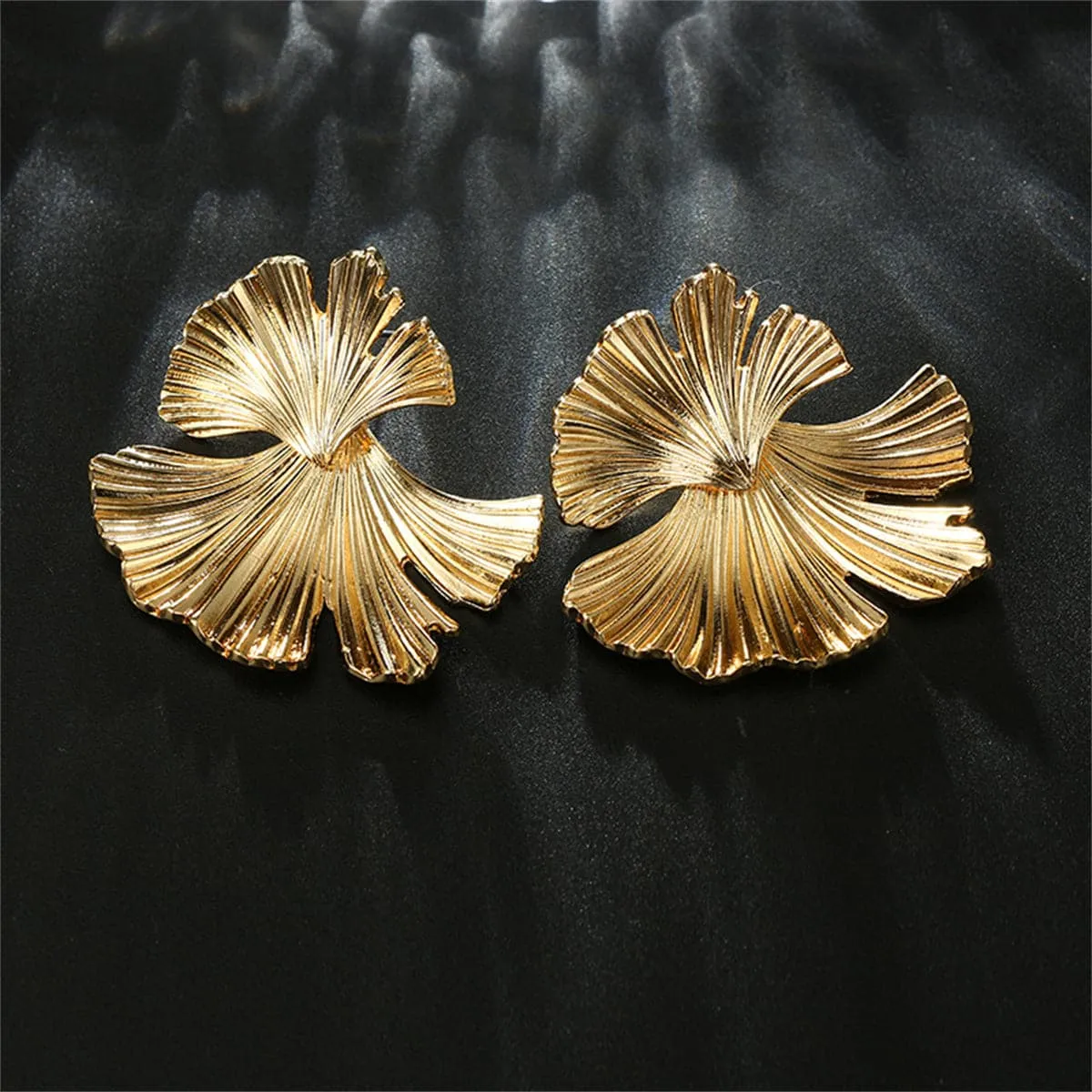 18K Gold-Plated Lotus Leaf Stud Earrings