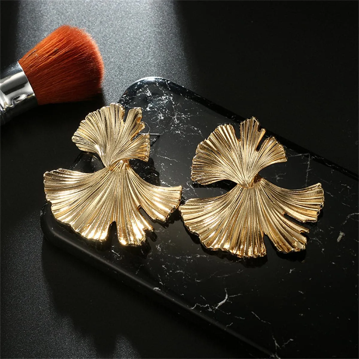 18K Gold-Plated Lotus Leaf Stud Earrings