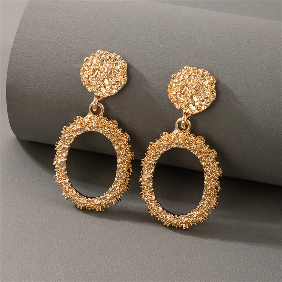 18K Gold-Plated Open Oval Drop Earrings