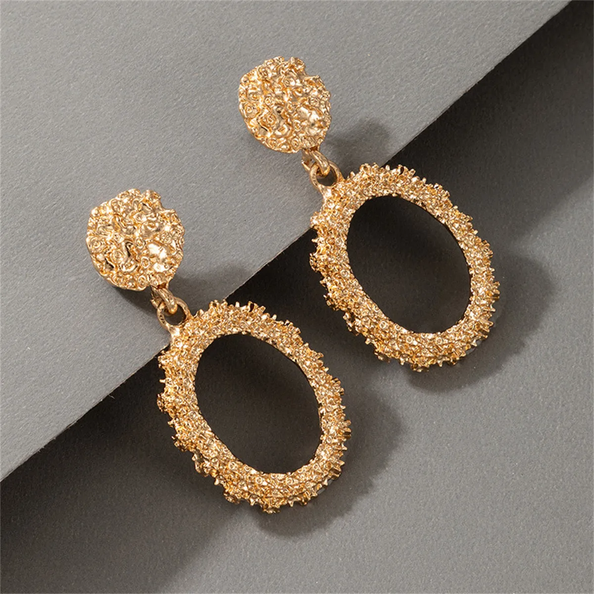 18K Gold-Plated Open Oval Drop Earrings