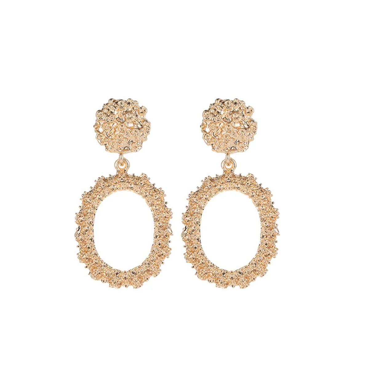 18K Gold-Plated Open Oval Drop Earrings