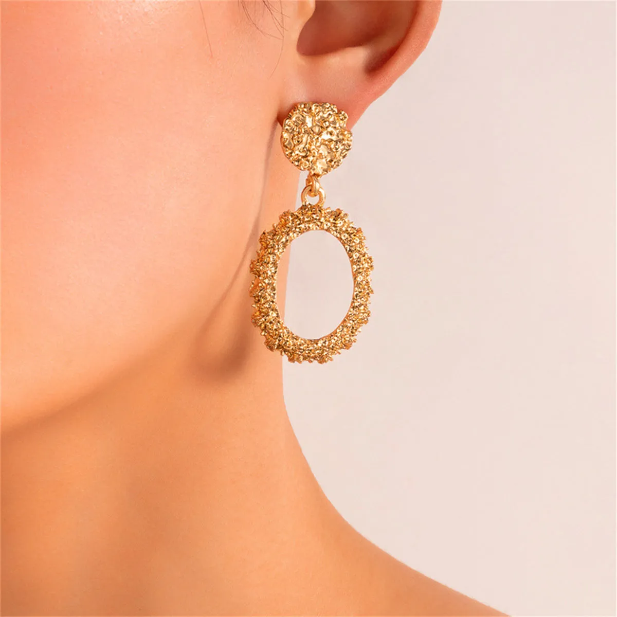 18K Gold-Plated Open Oval Drop Earrings