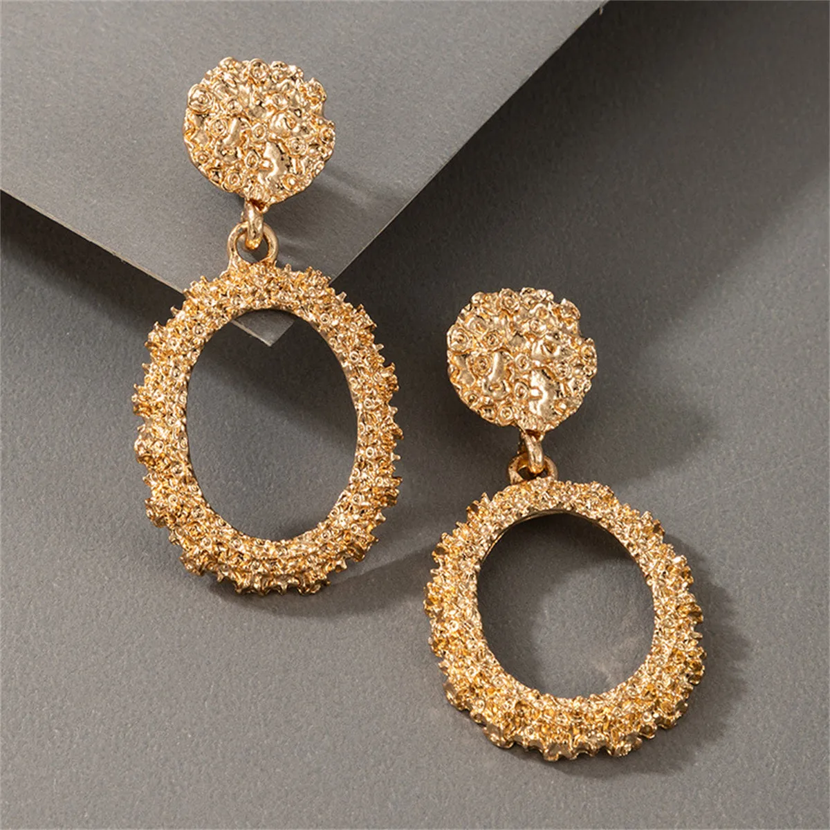 18K Gold-Plated Open Oval Drop Earrings