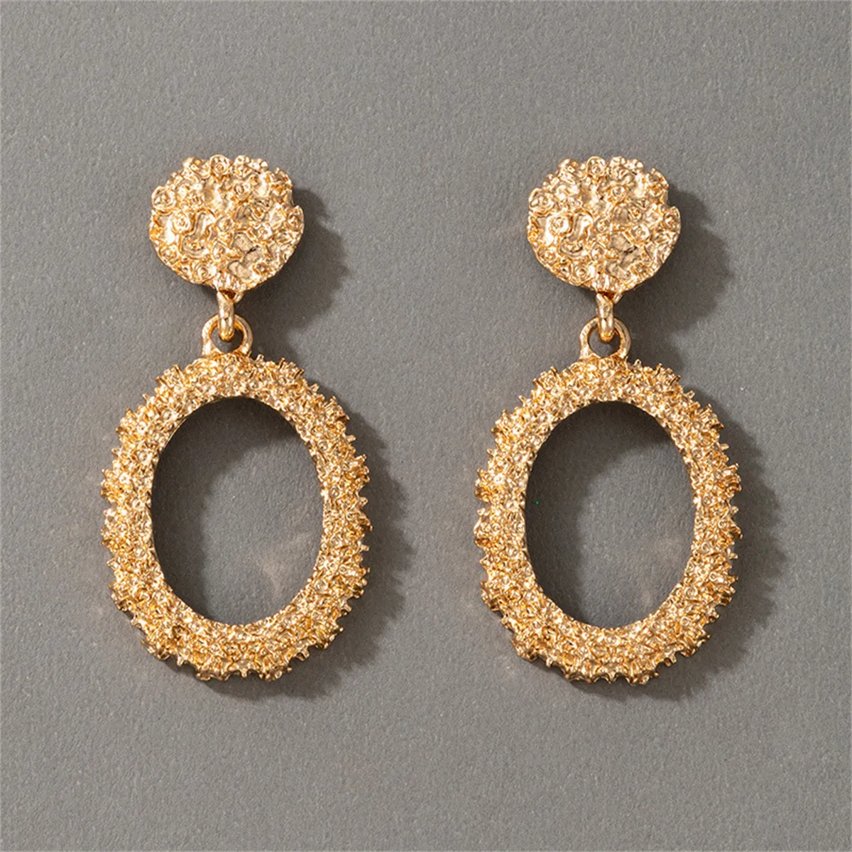 18K Gold-Plated Open Oval Drop Earrings