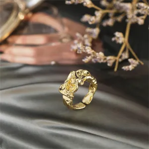 18K Gold-Plated Open Textured Geometric Ring