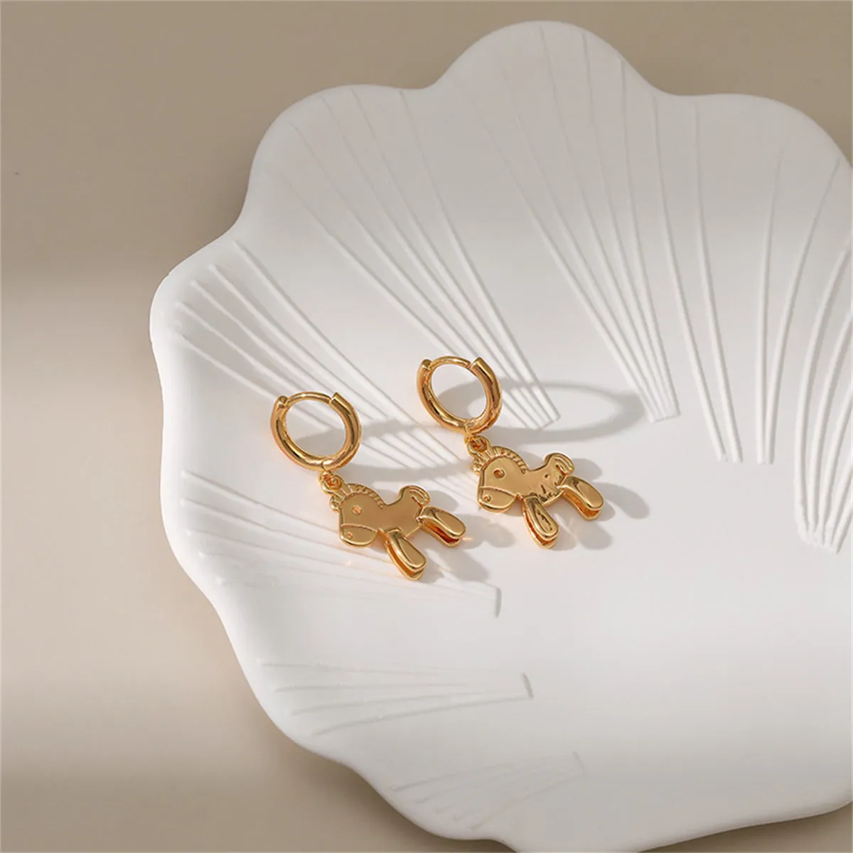 18K Gold-Plated Pony Huggie Earrings