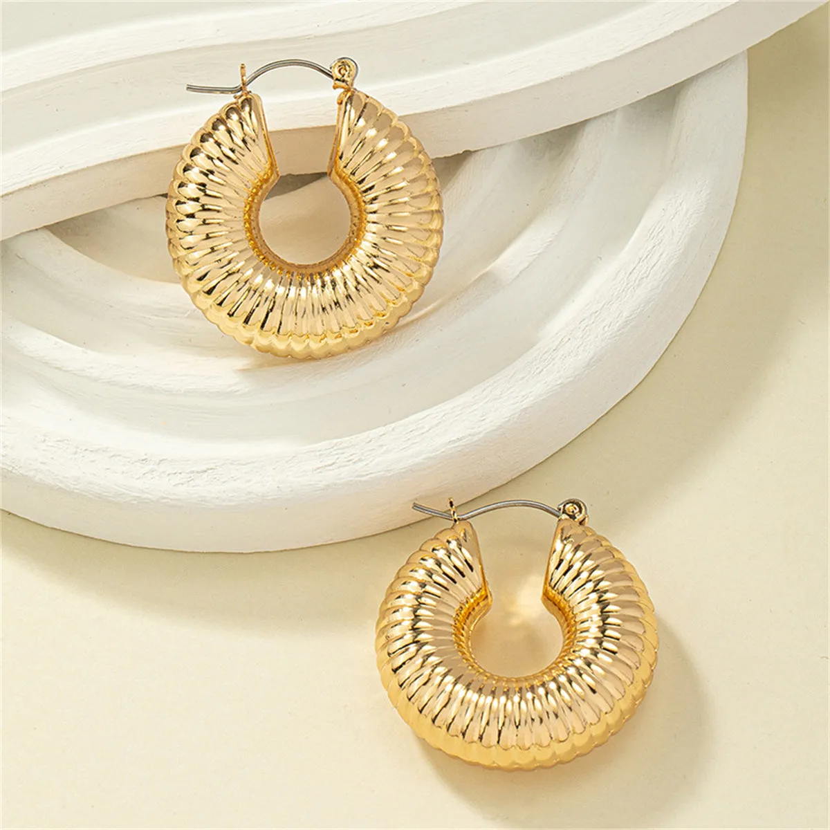 18K Gold-Plated Shell Huggie Earrings