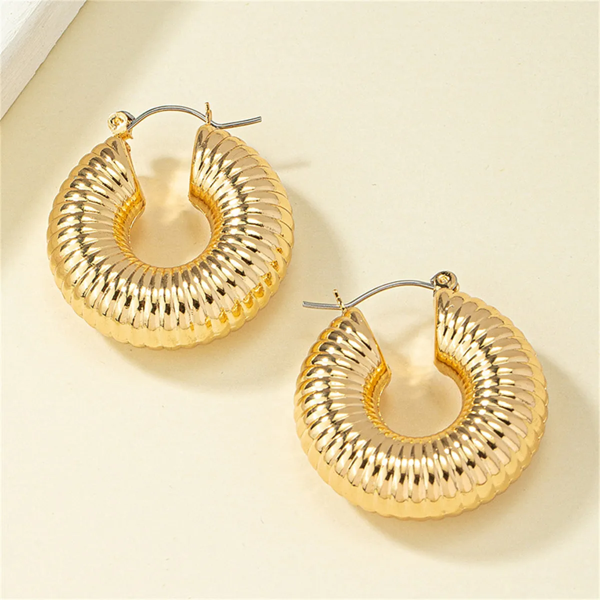 18K Gold-Plated Shell Huggie Earrings